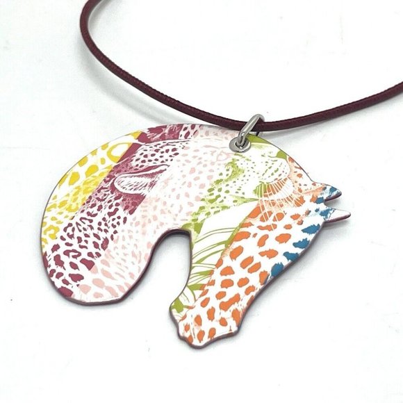 AUTHENTICITY GUARANTEED HERMES Tattersall Tatouage GM jungle love Necklace - Picture 1 of 7
